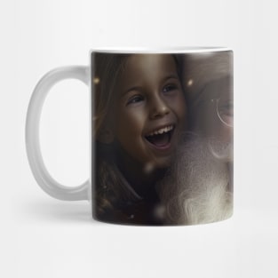 Santa Claus with two girls posing for picture - Christmas Design Mug
